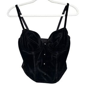 Victoria's Secret Bustier Corset 34C Velvet‎ Gothcore Romantic Rhinestone Top